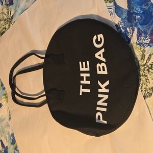 Black Round Bag  With White Letters